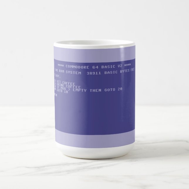 Commodore 64 Trinke Kaffee Basic-Programm-Bildschi Tasse (Mittel)