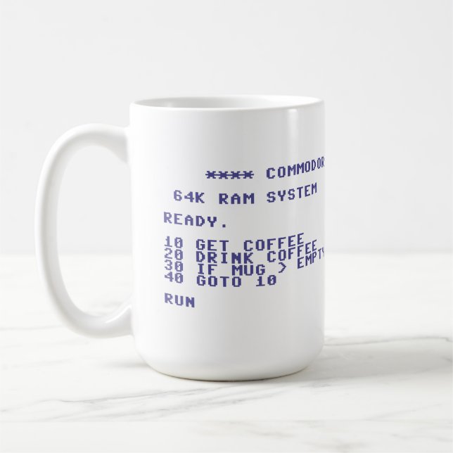 Commodore 64 Trinke Kaffee Basic-Programm Tasse (Links)