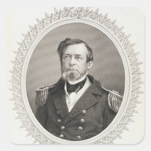 Commodore Andrew Hull Foote Quadratischer Aufkleber (Vorderseite)