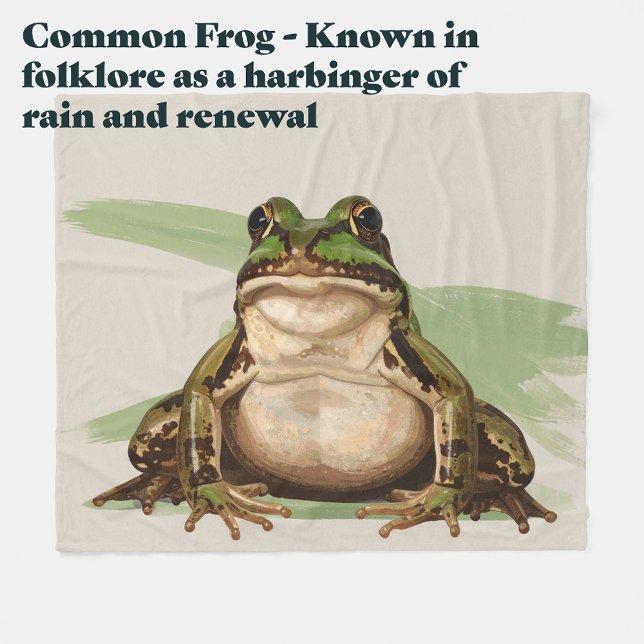 Common British Frog | Goblincore Nature Art Fleecedecke (Common Frog. Known in folklore as a harbinger of rain and renewal. Housewarming Blanket Gift )