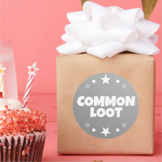 Common Loot Gamer Kids Grau Text Slogan Runder Aufkleber