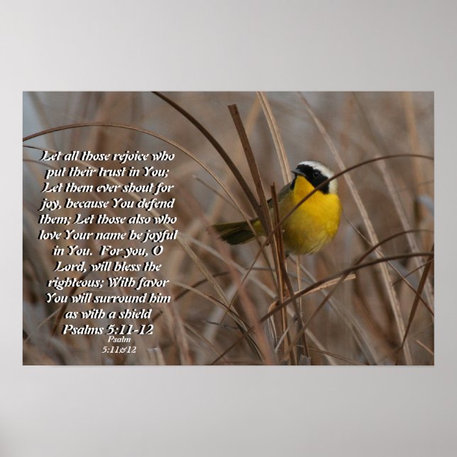 Common Yellowthroat Bird Psalm 5:11&12 Print Poster (Vorne)