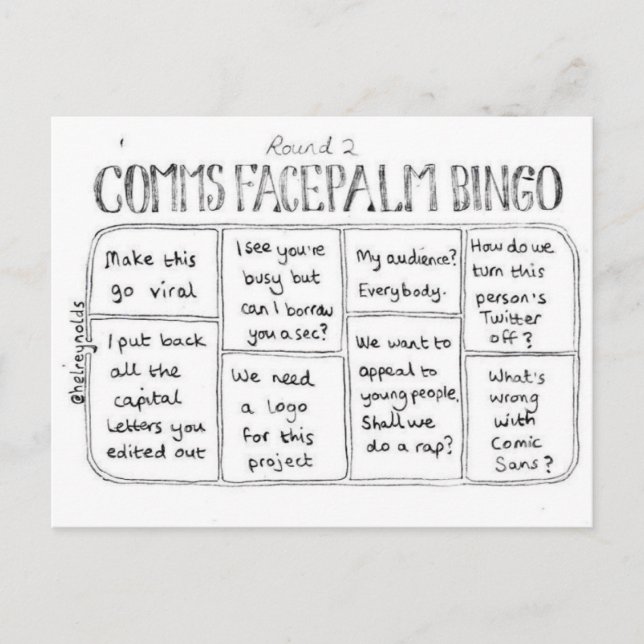 Commons Facepalm Bingo Runde 2 Postkarte (Vorderseite)