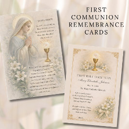Communion Blessed Mary  Remembrance Holy Card Begleitkarte