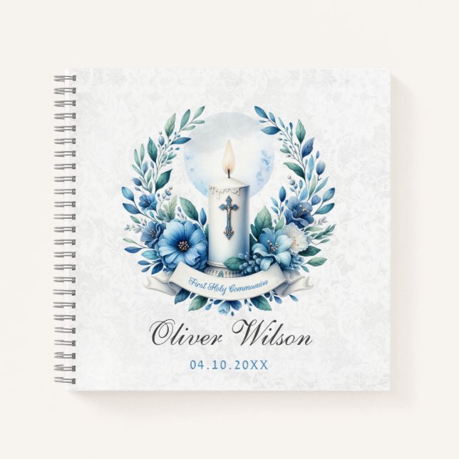 Communion Candle First Holly Communion Gästebuch Notizbuch (Vorderseite)