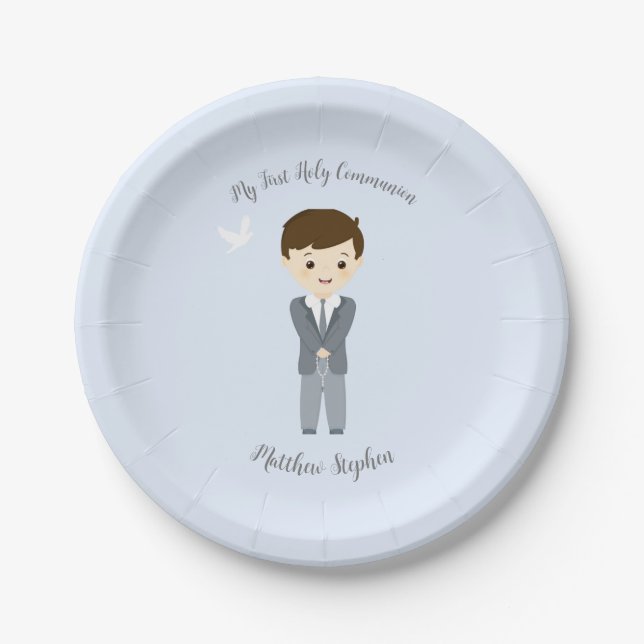 Communion Dove Boy Pappteller (Vorderseite)