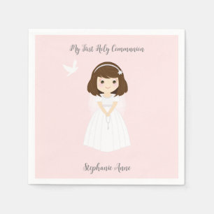 Communion Dove Brünett Girl Serviette
