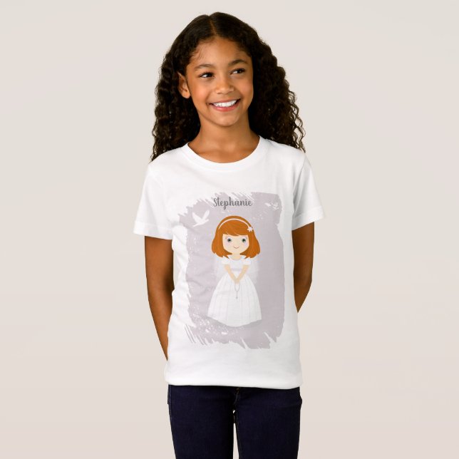 Communion Dove Redhead Girl T-Shirt (Vorne ganz)