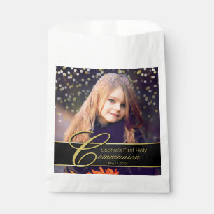 Communion Foto Elegant Gold Typografy Glitzer Geschenktütchen
