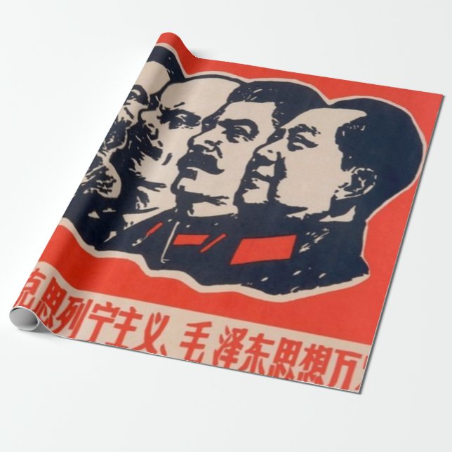 Communist Heads Propaganda Chairman Mao Stalin Geschenkpapier (Ungerollt)