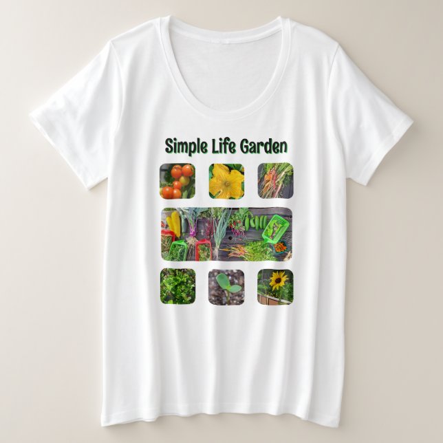 Community-Garten-Foto-Collage Große Größe T-Shirt (Design vorne)