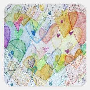Community Hearts Liebe Labels Art Stickers