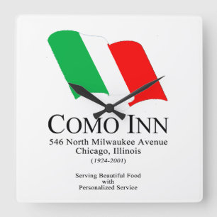 Como Inn Italian Restaurant, Chicago, IL Quadratische Wanduhr