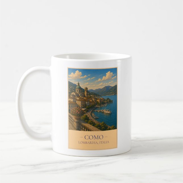 Como, Italien – Vintage-Reisebecher Kaffeetasse (Links)