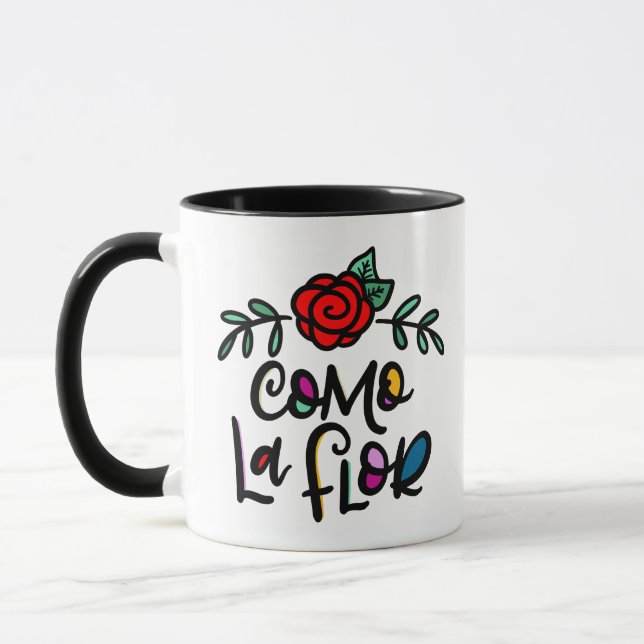 Como La Flor, Rose Illustration Tasse (Links)