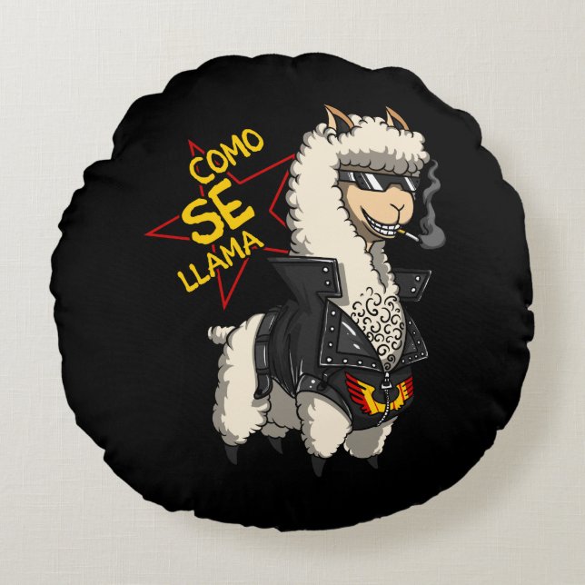 Como Se Llama Alpaca Funny Spanish Animal Joke Rundes Kissen (Vorderseite)