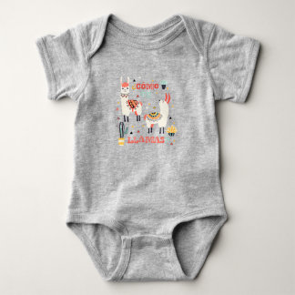 Como te Llamas. Funny Spanish Word Spaß. Baby Strampler