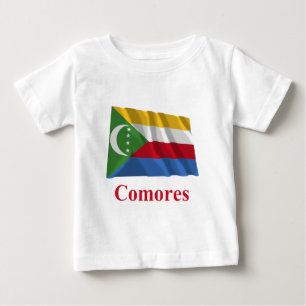 Comoren, die Flagge mit Namen auf französisch Baby T-shirt