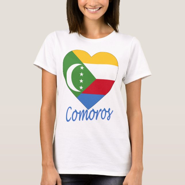 Comoren-Flaggen-Herz T-Shirt (Vorderseite)