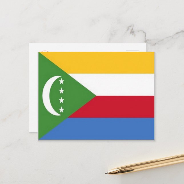 Comoros - Flag - Postkarte (Vorderseite/Rückseite Beispiel)