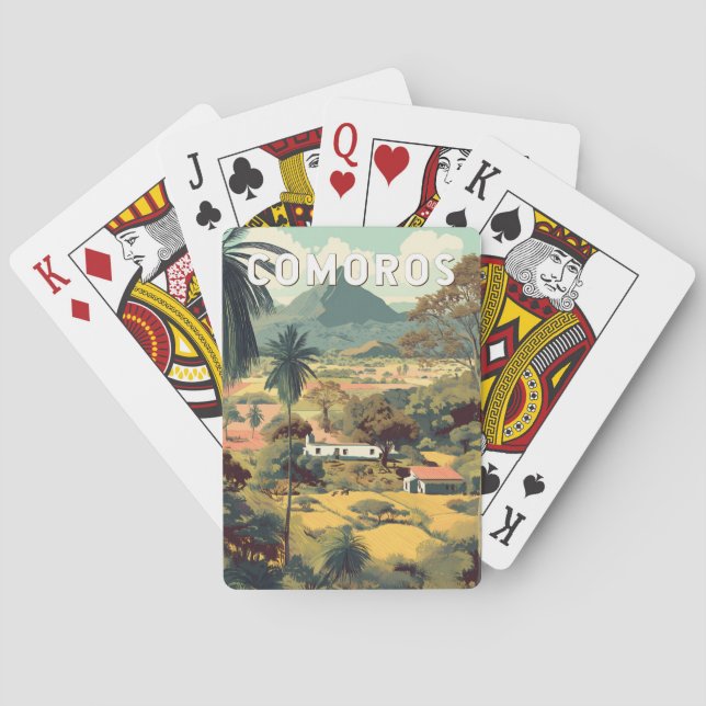 Comoros Illustration Travel Art Vintage Spielkarten (Rückseite)