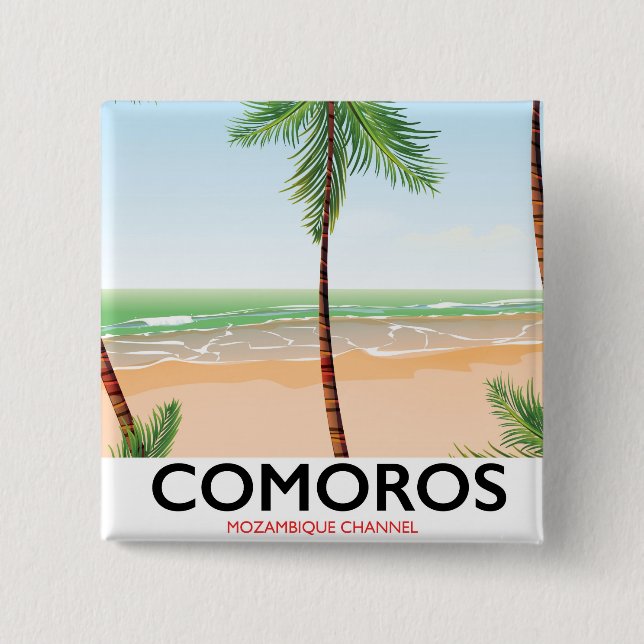 Comoros-Insel-Ferienposter. Button (Vorderseite)