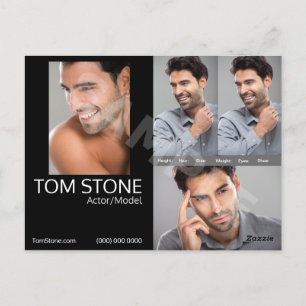 Comp Cards für Schauspiele Kopfschuss Comp-Vorlage Postkarte