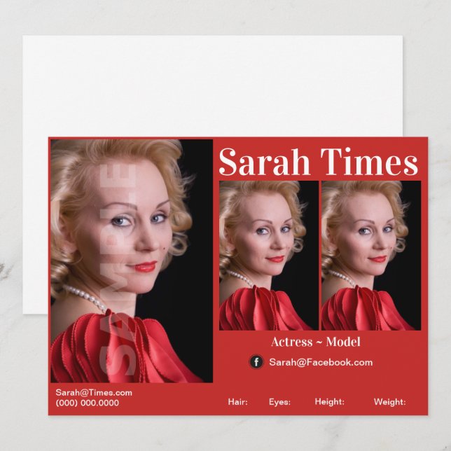 Comp-Vorlage für Schauspieler und Modell Einladung (Vorne/Hinten)