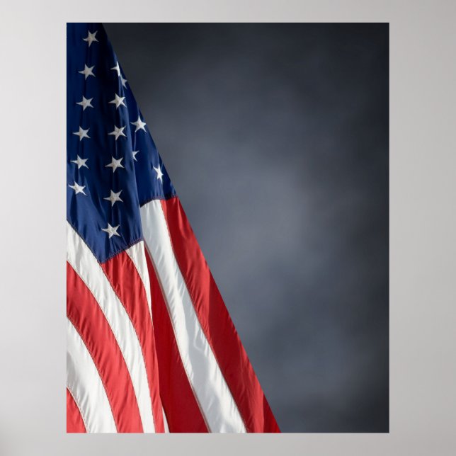 COMPACT FOTO BACKDROP - US-Flagge auf Grau Blau Poster (Vorne)