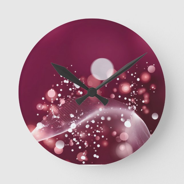 compact mirror Elegant Pink and White Design Runde Wanduhr (Vorderseite)