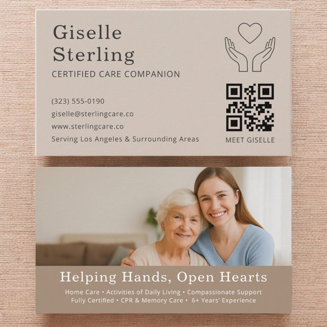 Companion Caregiver QR Code Senior Support Service Visitenkarte (Von Creator hochgeladen)
