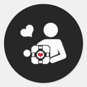 Companion Cube Gaming Portal Nerd Funny Gamer 1 Runder Aufkleber