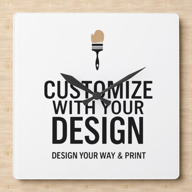 Company Branded Custom Minimalist Personalized   Quadratische Wanduhr (Von Creator hochgeladen)