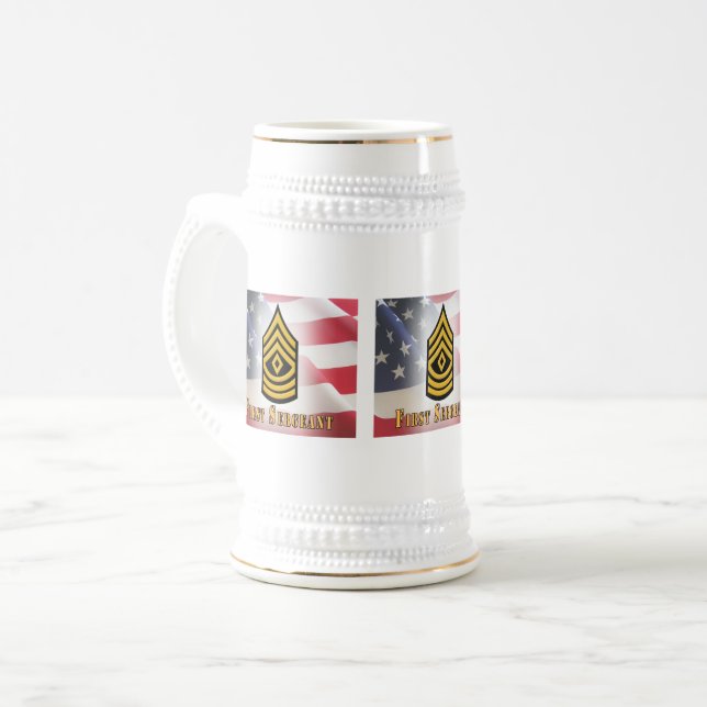 Company First Sergeant Gift White Mug Bierglas (Vorderseite Links)