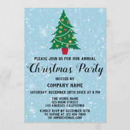 Company Holiday Weihnachten Party Tree Blue Snow Einladung