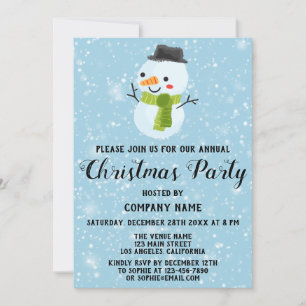 Company Holiday Weihnachten Party White Snowman Bl Einladung