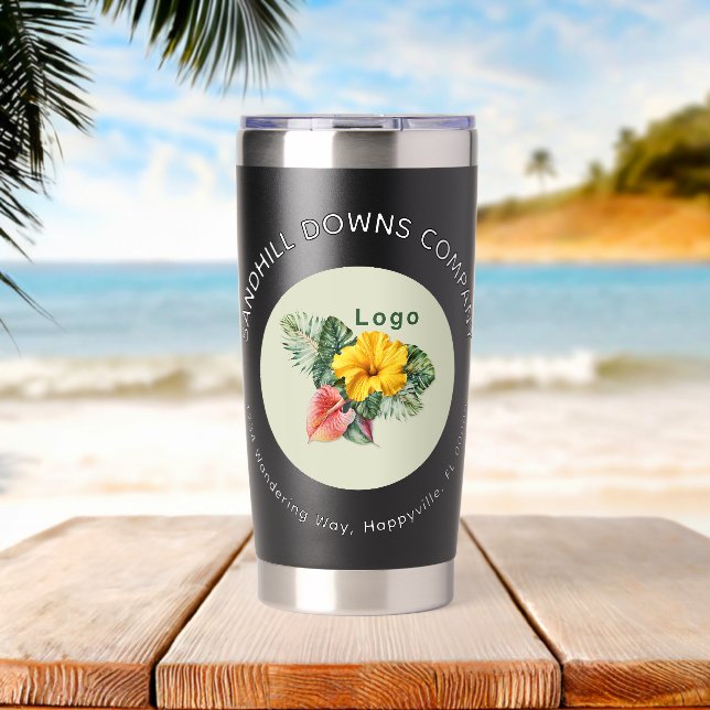 Company Logo and Business Name Curved Text Thermobecher (Strand (gedreht))