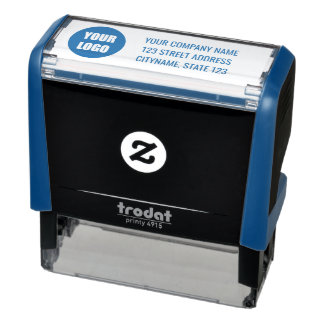 Company Logo Name Address Self-inking Stamp blue Permastempel