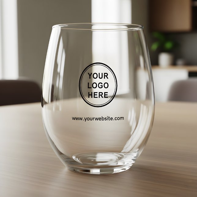 Company Logo & Website Custom Branding Wine Glass Weinglas Ohne Stiel (Von Creator hochgeladen)