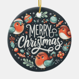 Company Merry Christmas Robins Fevor Tags Keramik Ornament