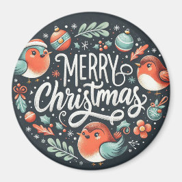 Company Merry Christmas Robins Fevor Tags Magnet
