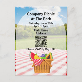 Company Picnic Park QR Code Aktionskorb Einladungspostkarte