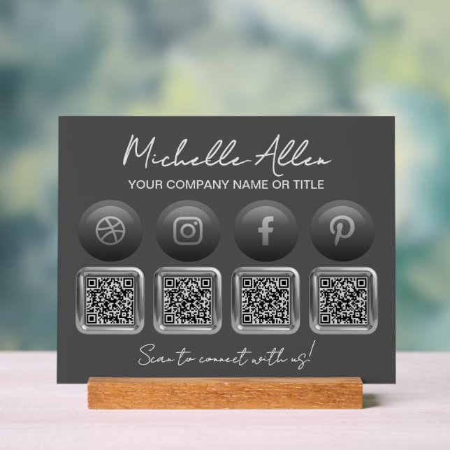 Company Social Media QR Codes Acrylschild (Neutral)