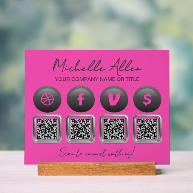 Company Social Media QR Codes Acrylschild (Neutral)