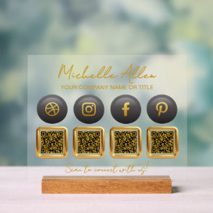 Company Social Media QR Codes Acrylschild