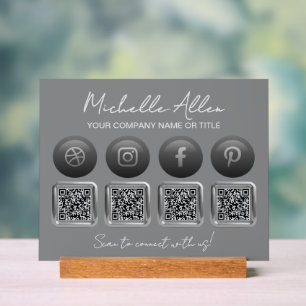 Company Social Media QR Codes Acrylschild