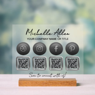 Company Social Media QR Codes Acrylschild