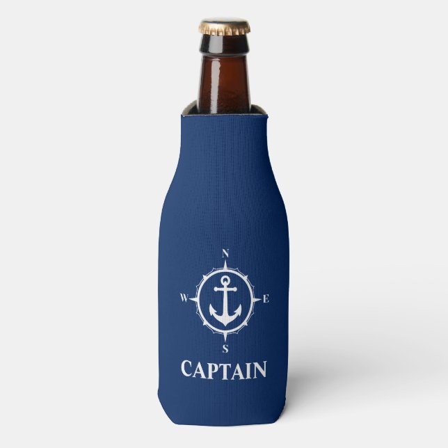 Compass Anchor Blue Captain Flaschenkühler (Flaschenvorderseite)