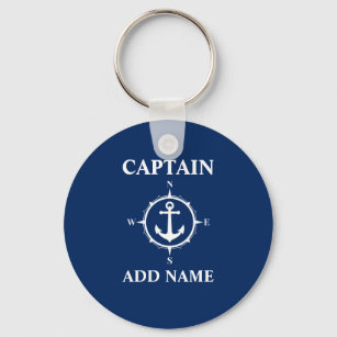 Compass Anchor Kapitän Name oder Bootname Blau hin Schlüsselanhänger