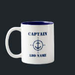 Compass Anchor Kapitän Name oder Bootname sa0a hin Zweifarbige Tasse<br><div class="desc">Blue Compass Anchor Kapitän Name oder Name des Bootes Coffee Tasse</div>